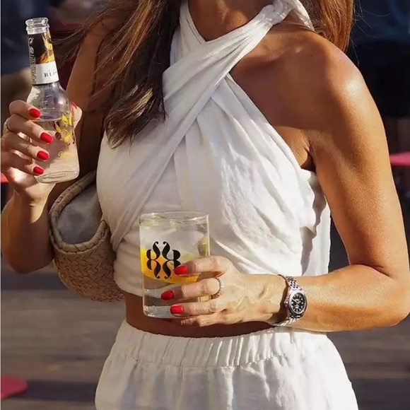 New Criss Cross Tank Summer Tops Sexy Sleeveless Halter Neck | White | S - Picture 7 of 10